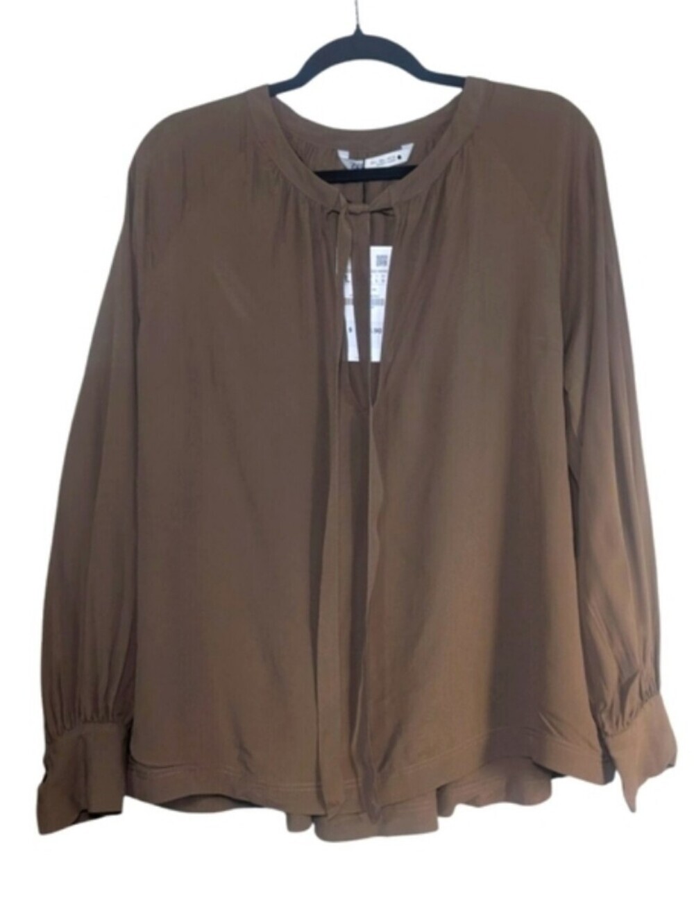 H&M Brown Relaxed Buttoned Blouse with Mandarin Collar - Picture 6 of 6